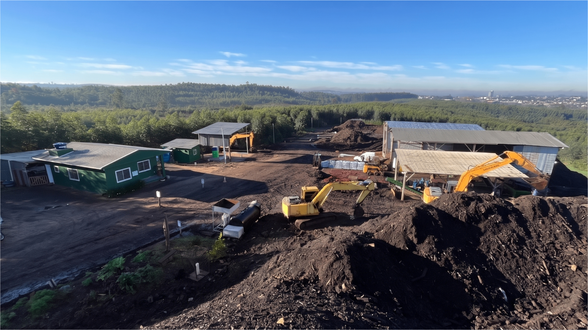 Usina industrial de compostagem da RS Compostagem em Portão/RS — pátio de destinação final de resíduos orgânicos Classe II